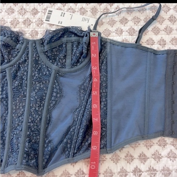 NWT Urban Outfitters Out from Under Modern Love Corset Lace Small Blue - Picture 14 of 15